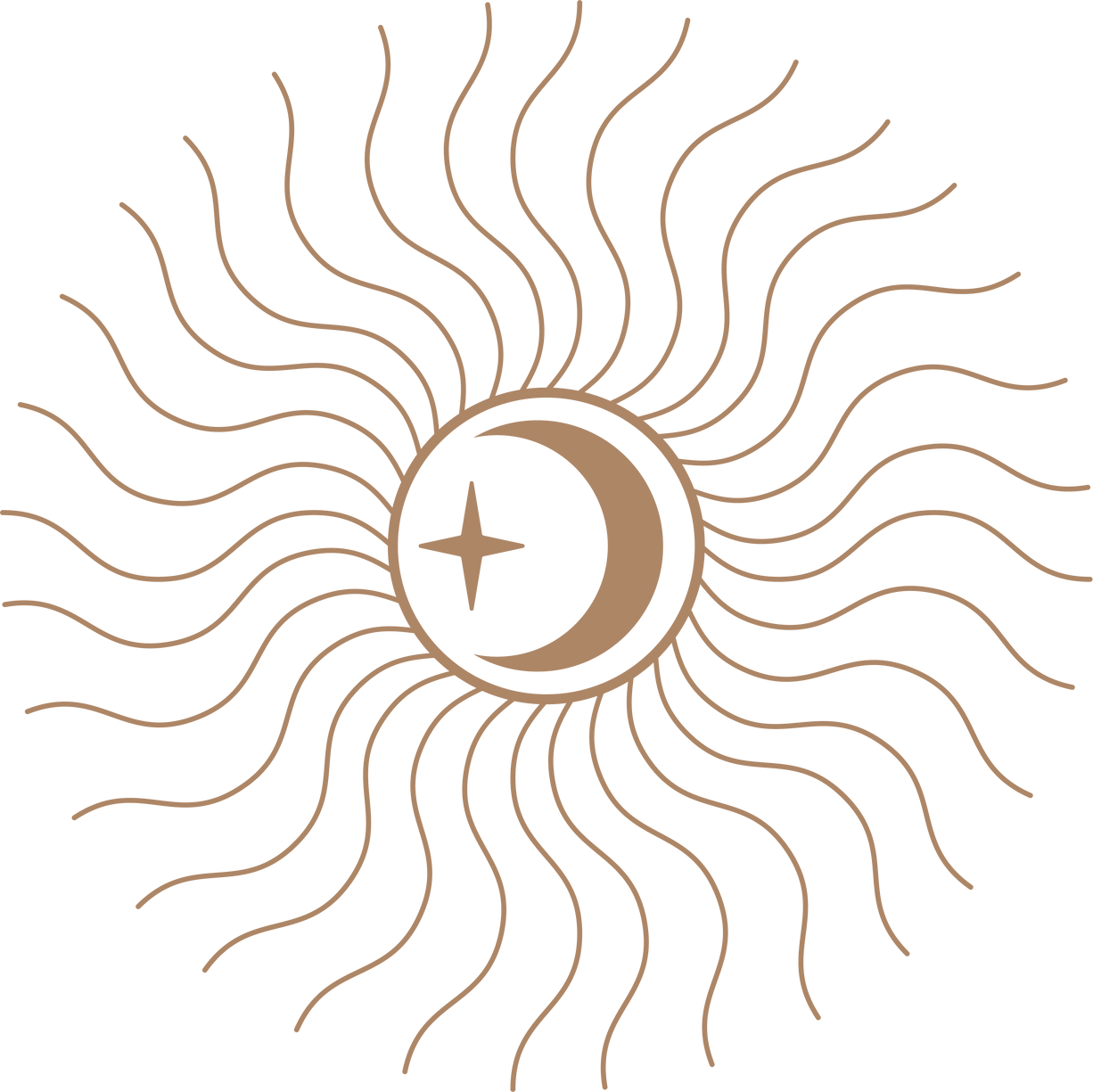 Esoteric symbols with moon and sun.  style -4